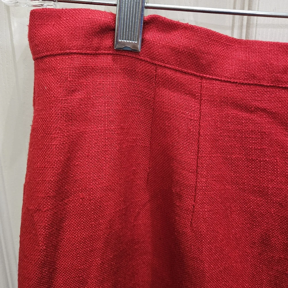 Michele Tomato Red Linen Vintage Classic Skirt Sz 16